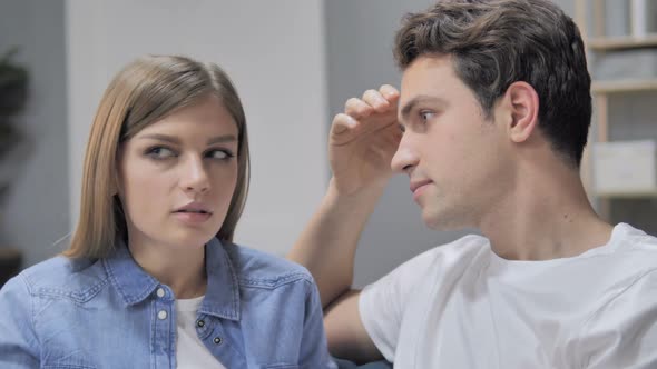 Close Up of Frustrated Girl Talking with Boyfriend Argument and Discussion