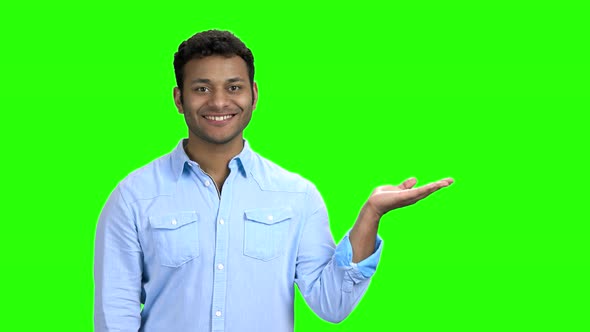 Handsome Businessman Showing Blank Copy Space