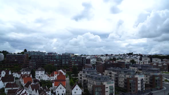 timelapse of cruise ship leaving the port of Stavanger, Norway. Smooth shot of other big cruise ship