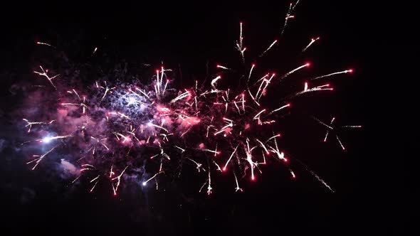 Real Fireworks on Deep Black Background Sky on Fireworks Festival Show Before Independence Day on 4