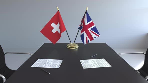 Flags of Switzerland and the United Kingdom
