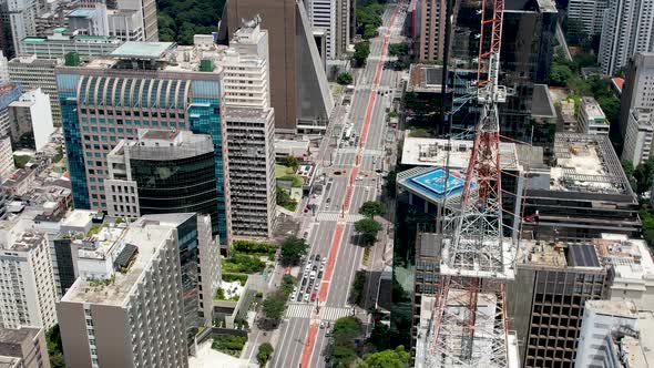 Top down view of Paulista Avenue at downtown Sao Paulo Brazil