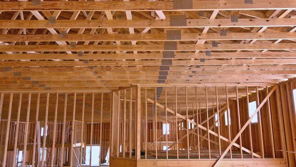 Wooden Detailing of the Interior View Roof Trusses a Timber Frame Home