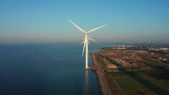 Aerial View of the Wind Turbines