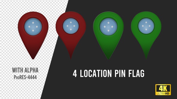 Micronesia Flag Location Pins Red And Green