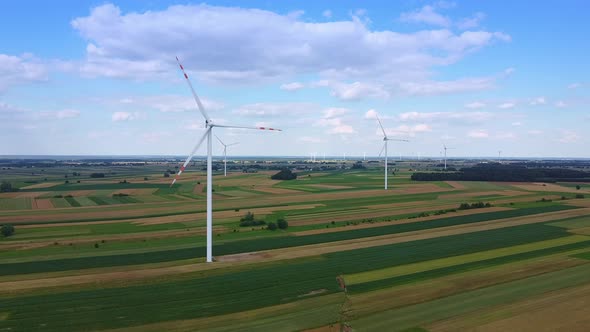 Arrays of Large Turbines From a Drone in Summer