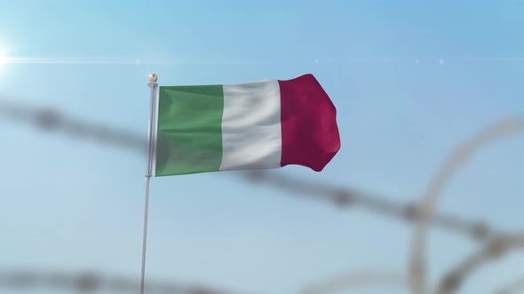 Italy Flag Behind Border