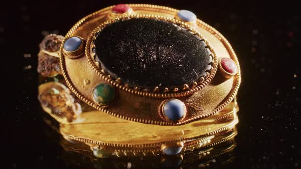 a Gold Brooch of a Scythian Priestess 2000 Years Old an Old Earring a Spinning Wheel Found During alt