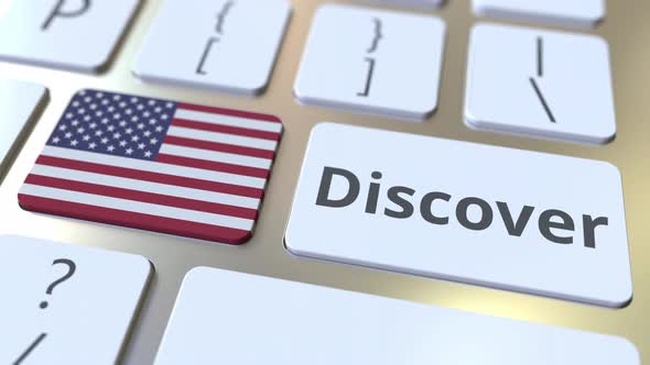 DISCOVER Text and Flag of the United States on the Keyboard alt