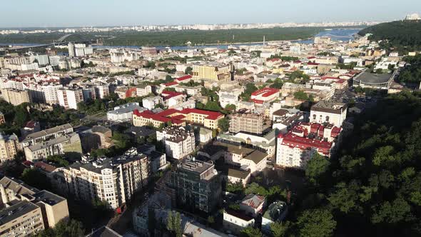 Kyiv, Ukraine. Aerial View. Slow Motion