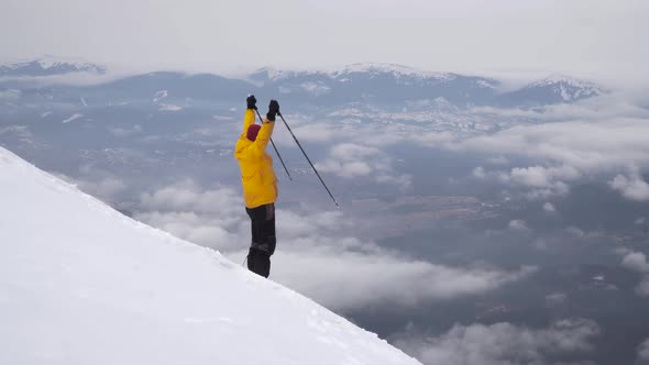 Traveller in the Mountains in Winter