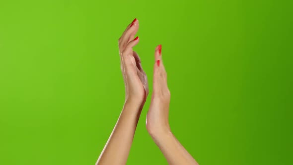 Applause and Claps Two Girl Hands on Green Screen Background