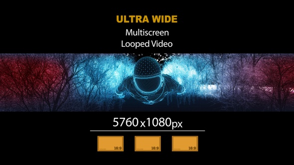 Ultra Wide HD Astronaut Flying Space Wireframe 02 alt