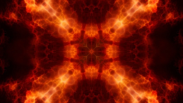 Fire Flame Burst Kaleidoscope Loop 4K 03