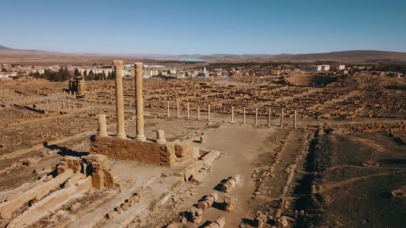 Aerial View Of The Ruins Of Ancient Timgad, Algeria