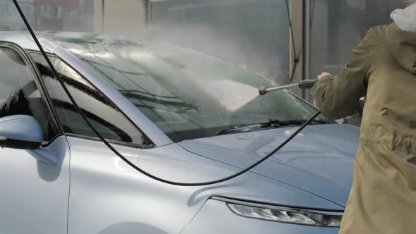 Fotage of Washing Car Manual Car Wash