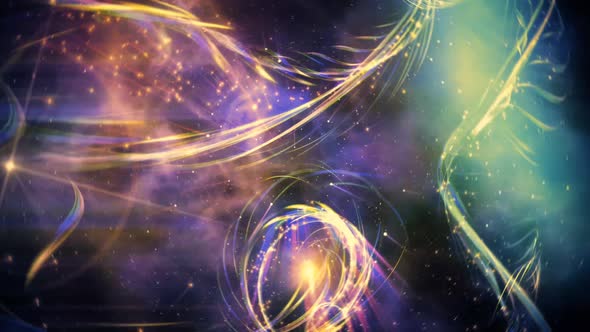 Space Colorful Ribbons Moving Loop Background