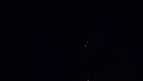 Colorful Firework display at night on sky background alt