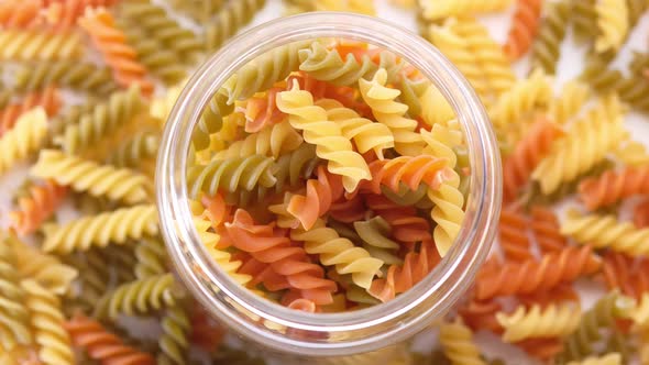 Variety of Types and Shapes of Dry Italian Pasta in a Bowl