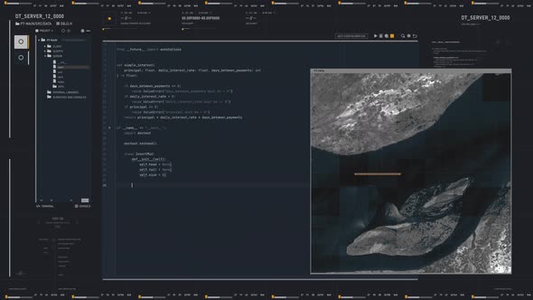 Programmer Coding Electronic Computer System For Satellite Observation alt