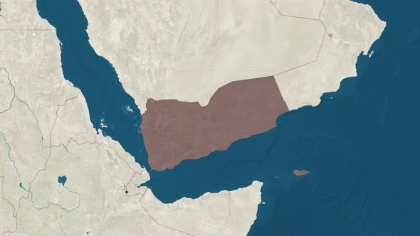 Zoom in to the Map of Yemen with Text Textless and with Flag