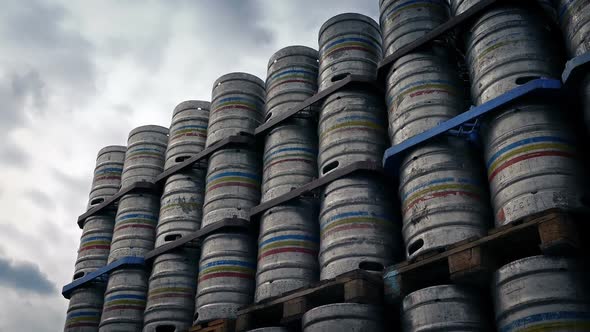 Stacked Metal Barrels