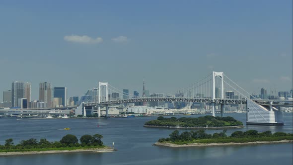 Beautiful Rainbow bridge in Tokyo city in Japan