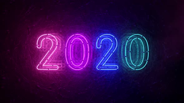 2020 Neon Sign Background New Year Concept