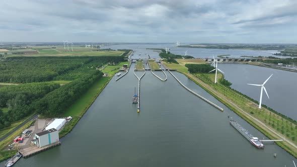 Volkerak Lock in the Netherlands, one of the largest locks in Europe