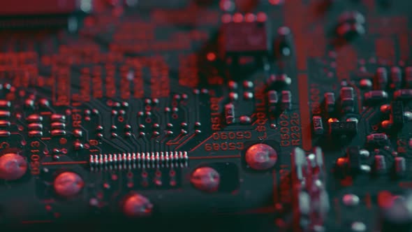 Integrated Circuit Board with Processor Close Up