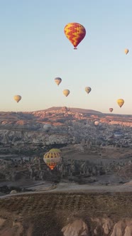 Balloons in Cappadocia Vertical Video Slow Motion