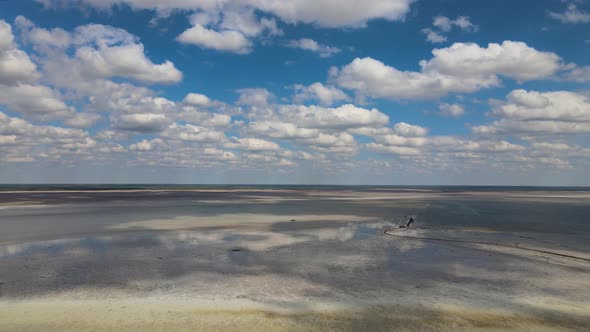 Beautiful View of Salt Lake Baskunchak in Astrakhan Region Russia