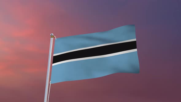 Flag Of Botswana Waving 4k