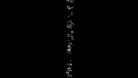 Transparent Bubbles Go Up Underwater Over Black Background