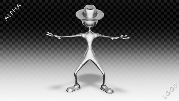 3D Silver Man - Cartoon Funny Dance