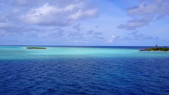 Drone view seascape of tourist beach by clear water with sand background