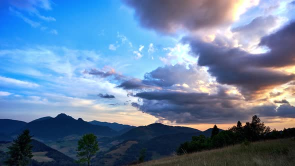 idyllic rural mountain landscape in summer, packaging colored in pastel colors in golden hour