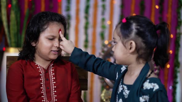 Indian Family Celebrating Raksha Bandhan Festival