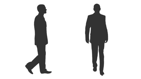 Silhouette of Walking Business Man in Suit, Alpha Channel alt