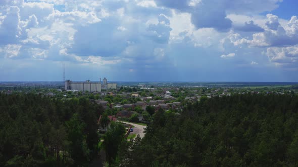 Flying Over The Fringe Of The Forest To The City