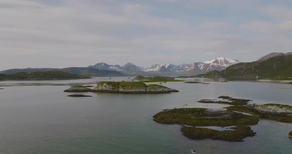 Oystercatcher habitat in scenic Sommaroya archipelago, Summer Island; aerial