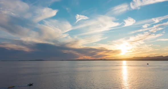 Sunset Timelapse Over Red Sea with Tourist Boats Egypt