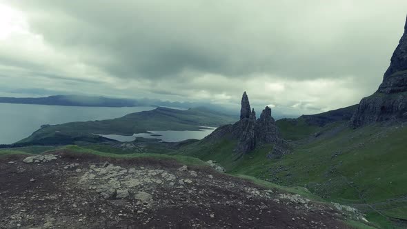 Famous place Old Man of Storr in Scotland, UK