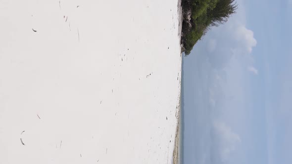 Vertical Video Empty Beach on Zanzibar Island Tanzania Aerial View