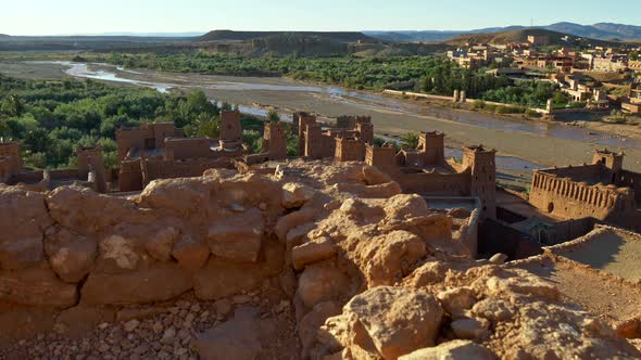 Ait Benhaddou, Morocco. View of Clay Made Ksar Fortified Village Along Former Caravan Route Between