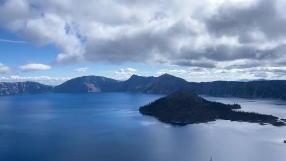 Time lapse of clouds moving above Crater Lake in Oregon