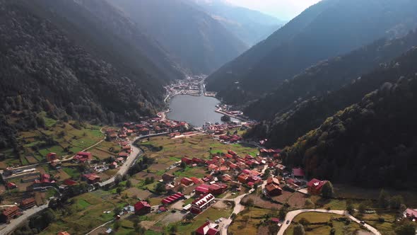 Uzungol Lake Aerial Drone View