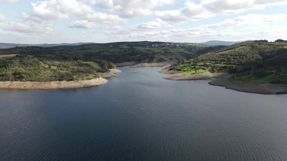 Lake Barrage Aerial Drone Dam