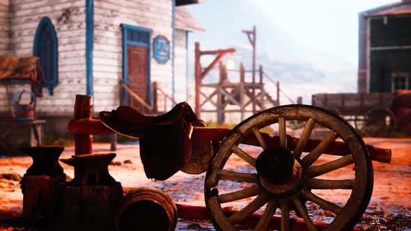 Old American Wild Western Style Town alt