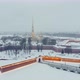 Aerial Footage of the Peter and Paul Fortress in a Snow Storm in a Winter Evening Night Illumination - VideoHive Item for Sale